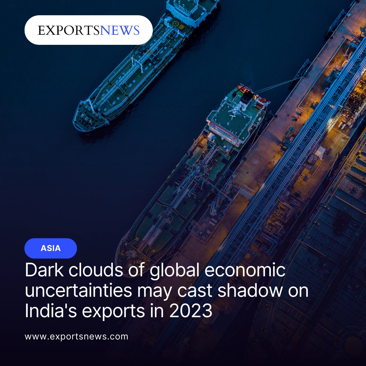 exports_news's tweet photo. India's exports may have touched an all-time high of USD 422 billion in 2021-22 but recession in key western markets and geo-political crisis due to the Russia-Ukraine war are expected to impact the growth of the country's outbound shipments in 2023. 
.
.
.
#exportsnews https://t.co/IipVsENonR
