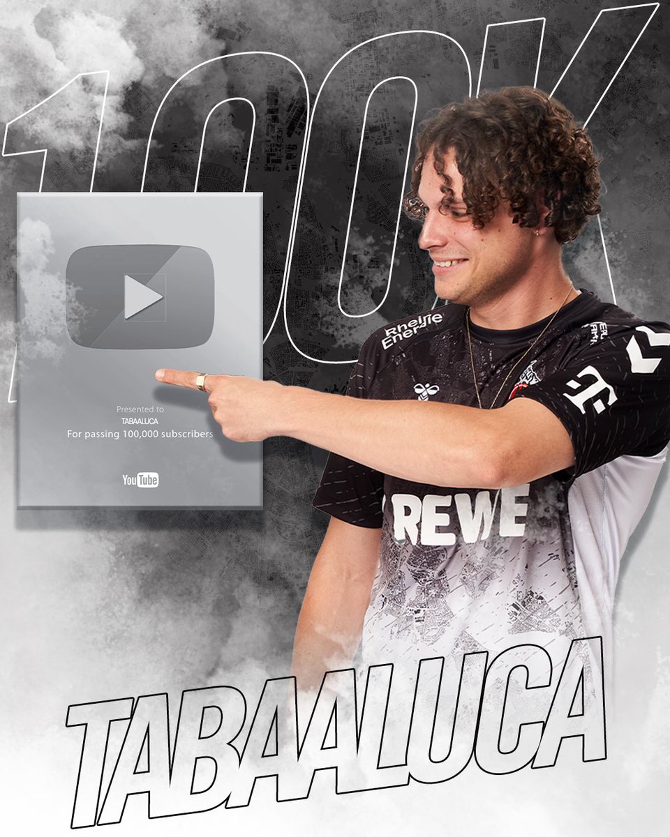 𝟏𝟎𝟎𝐤 auf YouTube ❤️🤍

Glückwunsch zum ersten großen Meilenstein auf YouTube, <a href="/tabaaluca/">Tabaaluca</a>! Wir sind froh und stolz, dich bei uns im Team zu haben. Auf die nächsten 100k mit dir! 💪 #effzeh
