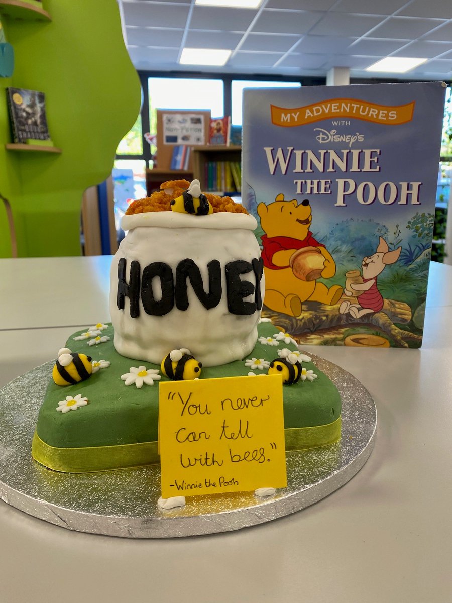 SRALibrary_'s tweet photo. Our Great Bookish Bake Off 2023 winners - spectacular effort from all our talented students. @KathrynFoxfield #thegruffalo @WinniethePooh #JRRTolkien #hobbit #cake @SRA_StAlbans https://t.co/x1Uss2p20u