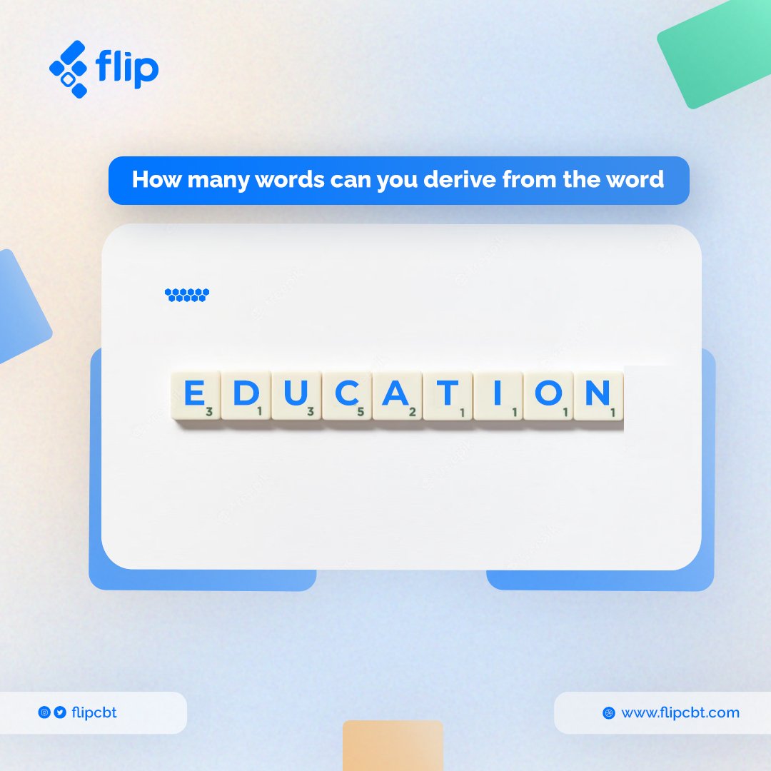 What words can you make out of the word 'Education'? 

Let's have it! 

#flipcbt #education #educationquotes #educationtechnologysolutions #educationalassessment #TgiF #schooladministrators #schoolsinsession #fridayvibes