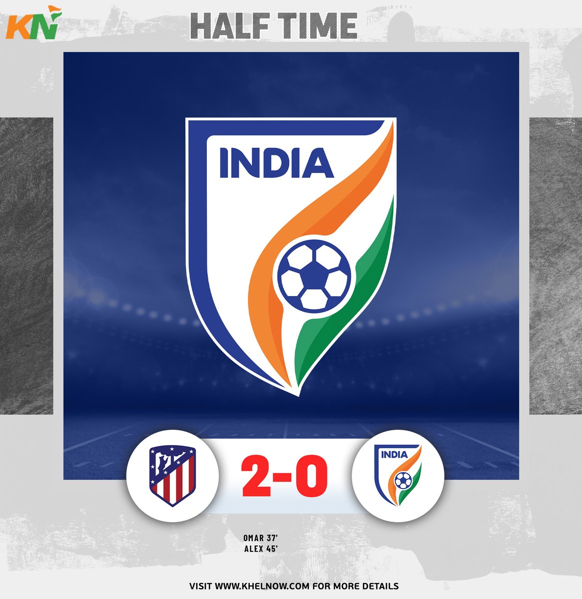 KhelNow's tweet photo. A two-goal deficit for India at half time! 🙃
#IndianFootball #ATLIND #BackTheBlue #BlueCubs https://t.co/MHeufOhs7j