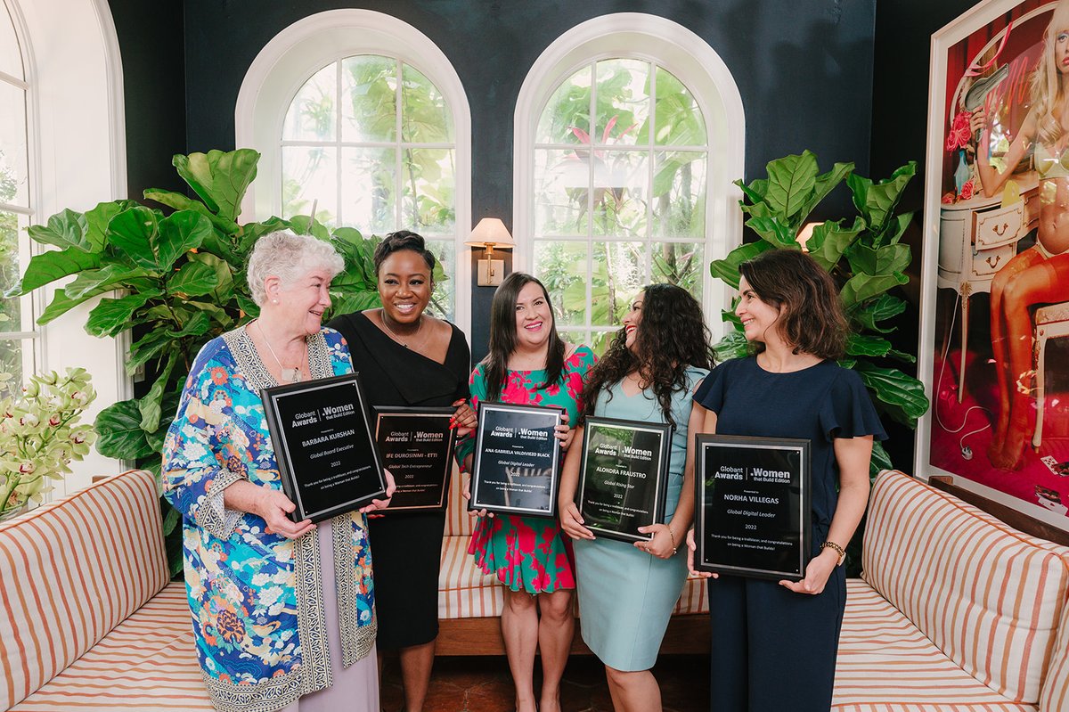 Globant's tweet photo. We concluded the #WomenThatBuildAwards 2022 in Miami, with a full schedule full of networking where the global winners, @alo976, Janeth Bonilla, Ife Durosinmi - Etti, @norhavillegas, @AnaGaValdiviezo, and Barbara Kurshan, talked about leadership and how to transform the industry. https://t.co/Kp44tMai9m
