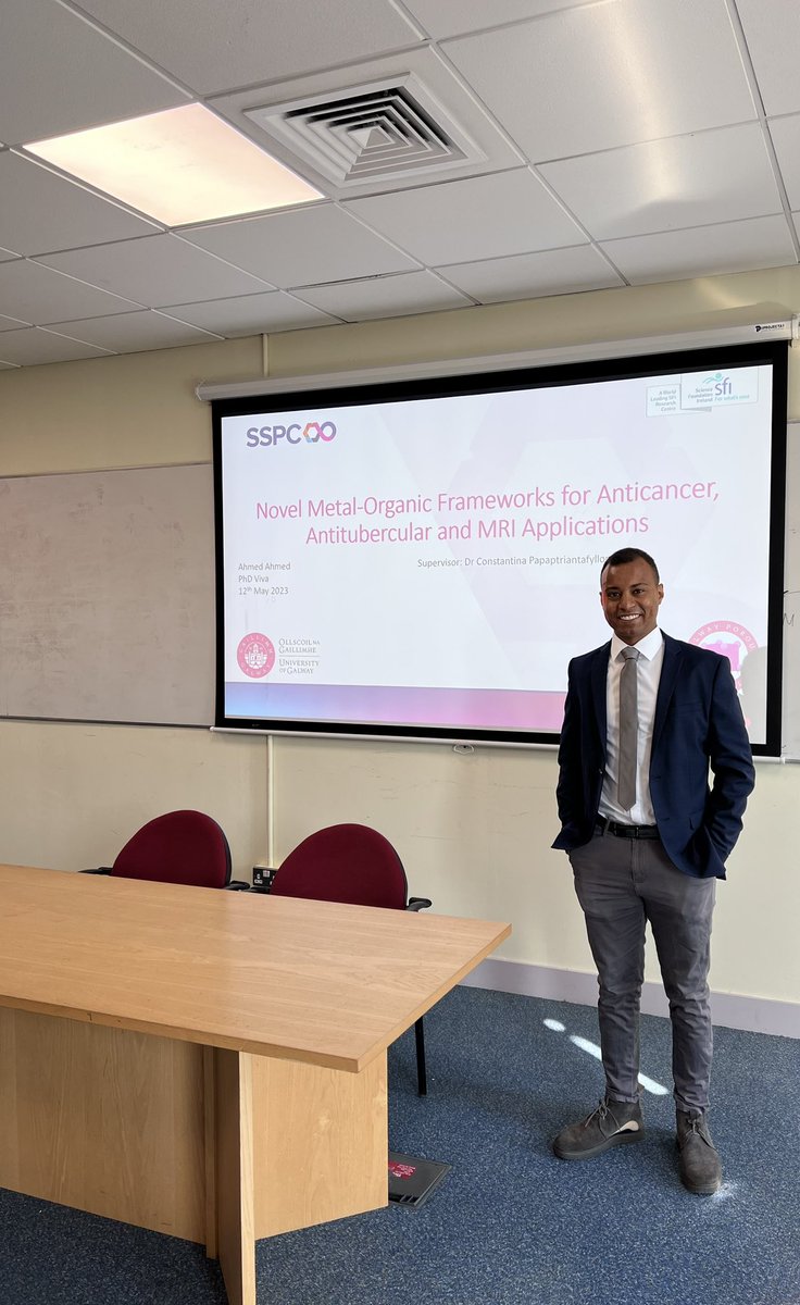 Galway Porous Materials (@galpormat) on Twitter photo Dr Ahmed passed his PhD viva with flying colours today! <a href="/AAhmed954/">Ahmed Ahmed</a> worked on an <a href="/SSPCentre/">SSPC</a> -funded project on the development of MOFs with drug delivery properties. Onwards and upwards always! @scienceirel <a href="/sbcsgalway/">School of Biological and Chemical Sciences</a> Dr Ahmed passed his PhD viva with flying colours today! <a href="/AAhmed954/">Ahmed Ahmed</a> worked on an <a href="/SSPCentre/">SSPC</a> -funded project on the development of MOFs with drug delivery properties. Onwards and upwards always! @scienceirel <a href="/sbcsgalway/">School of Biological and Chemical Sciences</a>