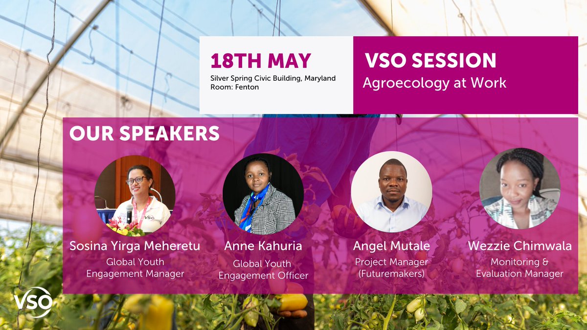 VSO_Intl's tweet photo. As sponsors of the Global Youth Economic Opportunities Summit, our team will be hosting the  'Agroecology at Work' event next week in Maryland. 🇺🇸

They will address increasing youth engagement in agriculture through the creation of agroecological enterprises! 🌱

RT! #YEO https://t.co/FJQyv1vrP3