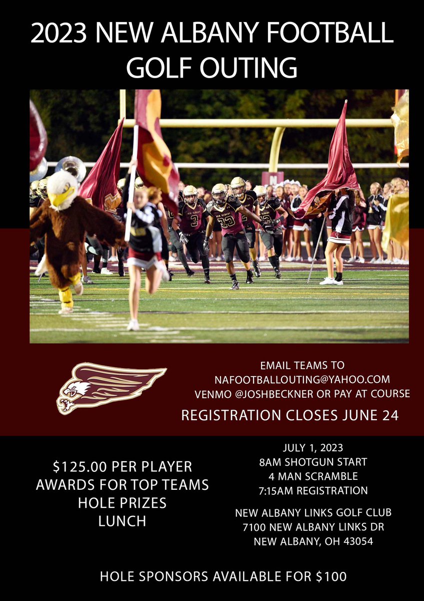 New Albany Football Outing is back!! Get your teams emailed in! Let’s have some fun!!