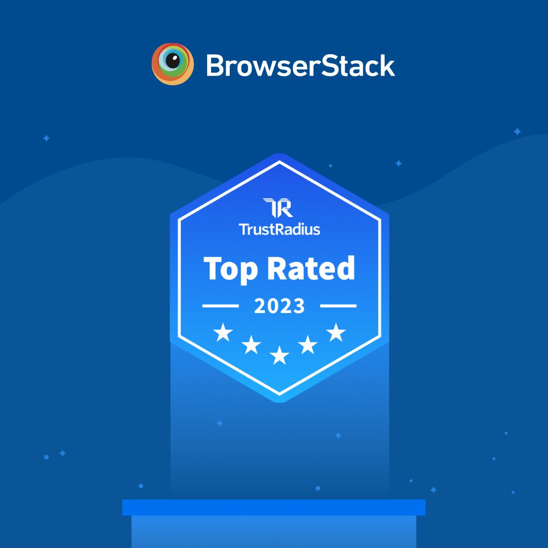 browserstack's tweet image. ⭐ We keep winning! ⭐
BrowserStack has won the '@TrustRadius 2023 Top Rated Award' across the #FunctionalTesting, #CrossBrowserTesting, and #AutomationTesting categories. 🏆
Learn what our users have to say about us 👉 bit.ly/42Nw25Z