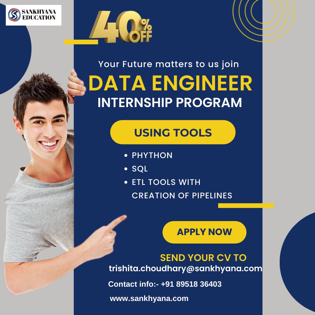 sankhayana's tweet photo. Register Here : - https://t.co/fFkqFsl5yD
Mobile No. : +91 89518 36403
Email Id : trishita.choudhary@sankhyana.com
Visit our website : https://t.co/54iIQjVfa0
#dataengineering #Dataenginner #internship #offer #SQL #python #innovation #technology #bigdata #businessintelligence https://t.co/JYDqypDqq3