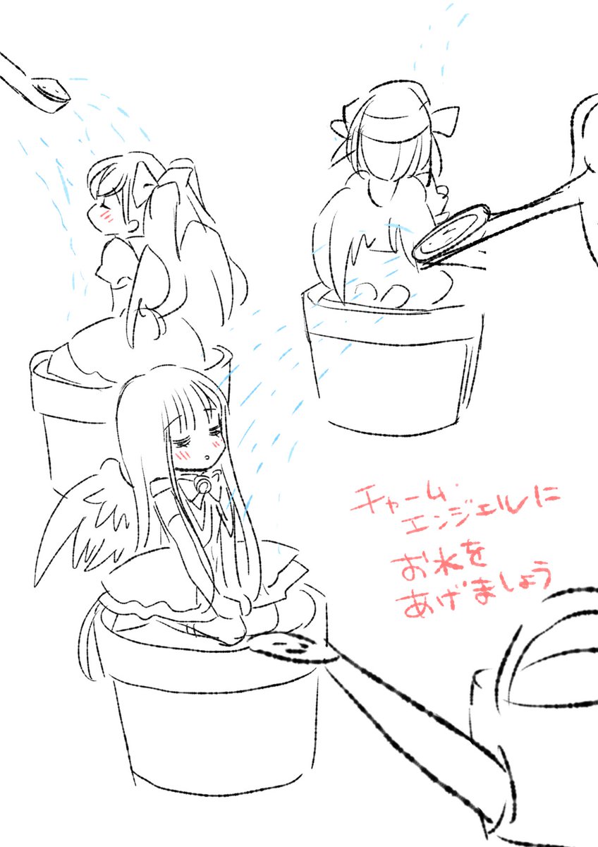 そしてチャーム・エンジェルのお花があると知った時に、こんな絵が頭にうかびました。
若葉園芸さん、ありがとうございましたー! 