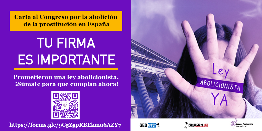 feminicidio's tweet photo. 📢♀️ TU COLABORACIÓN ES IMPORTANTE‼️ Registramos Carta al Congreso por la abolición de la prostitución en España, ¡súmate para que cumplan!
Lee, comparte, firma y difunde con nosotras.
👉+Info: https://t.co/wgRscaj3Ms
👉Firma aquí: https://t.co/t7qVAoMFlj
#LeyAbolicionistaYa 🧵⬇️ https://t.co/AY8GXS0jR2