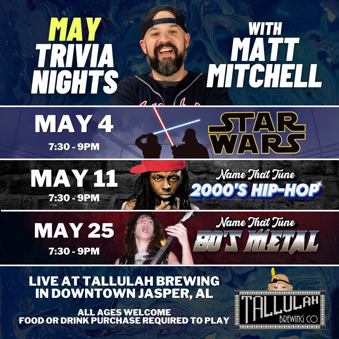 One more trivia in May. Plan accordingly.