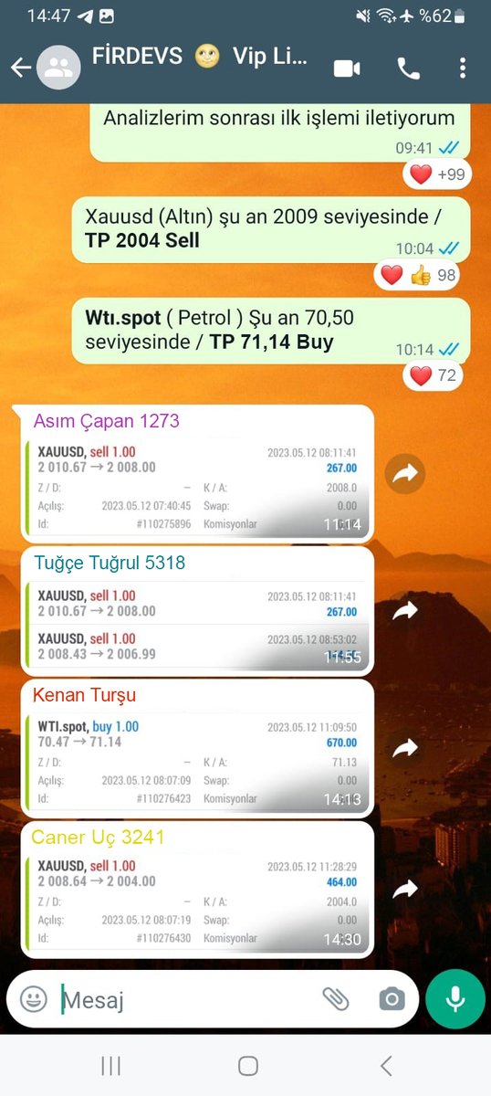 Whatsapp Grubumuz bugün Alev Alev 

Tüm şeffaflığı ile sizlere sunmak istedim 

🌸🫂 Aramıza katılmak için Yapmak gereken tek şey bana ulaşmak. 

t.me/KAZANANLARKULU…

#Xauusd #altın #gold #wti #wtispot #forex #fx