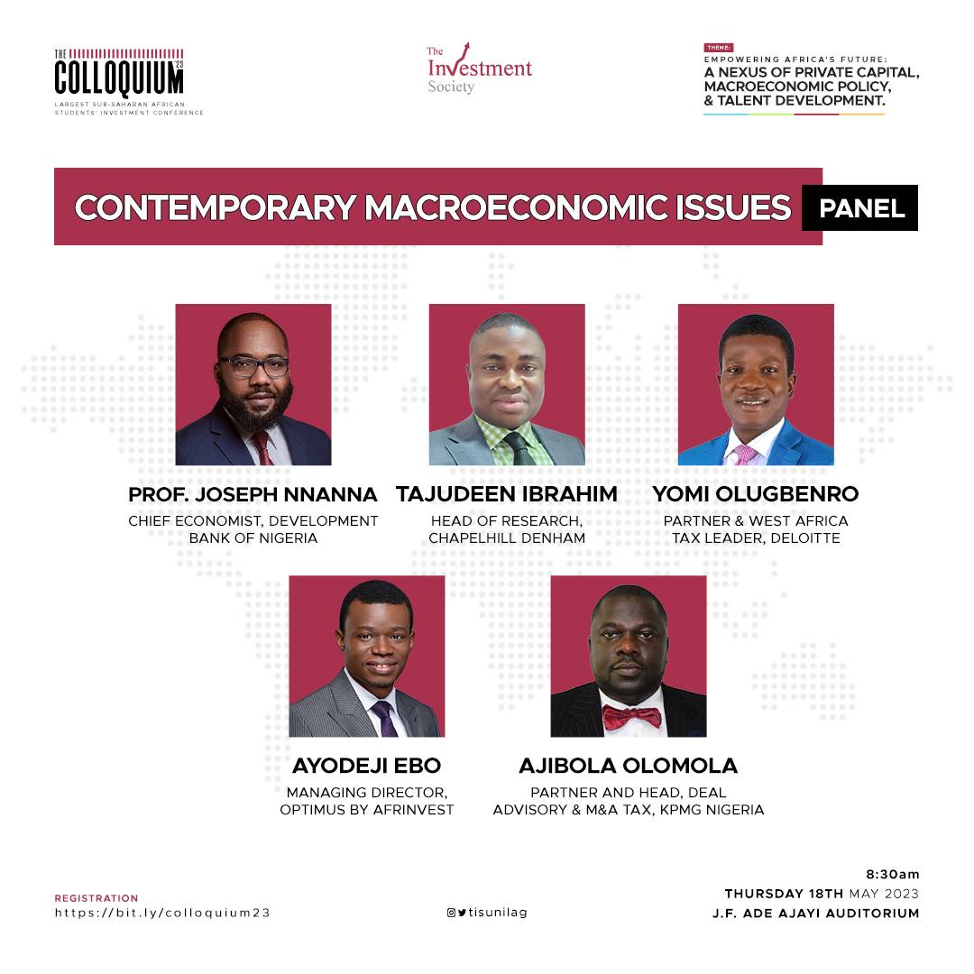It's hereeee 🔥🔥🔥

Our Panel 2 Session– 
CONTEMPORARY MACROECONOMIC ISSUES ✨

In no particular order, meet our panelists 🥰

#TheColloquium2023 #financeconference #africandevelopment #macroeconomics #Universityoflagos