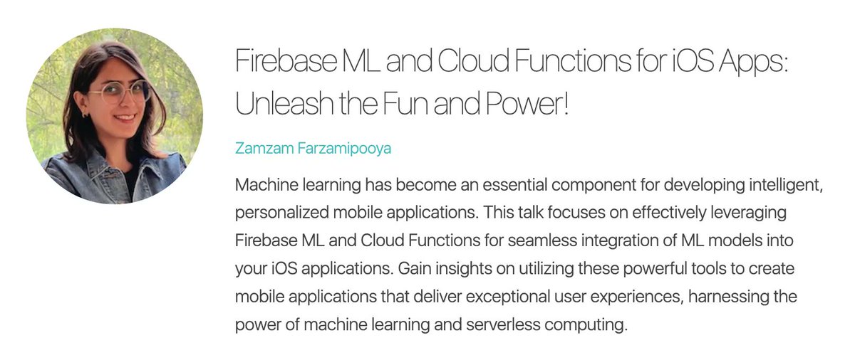 tryswiftnyc's tweet image. Learn how to Leverage @Firebase ML & Cloud Functions for seamless integration of #ML models into your #iOSApp by attending @zamzampooya's #tryswiftnyc workshop this September 🐥 🚀 ☁️ #SwiftLang #iOSDev #Firebase #FirebaseCloud #FirebaseML #iosconference tryswift.co/events/2023/ny…
