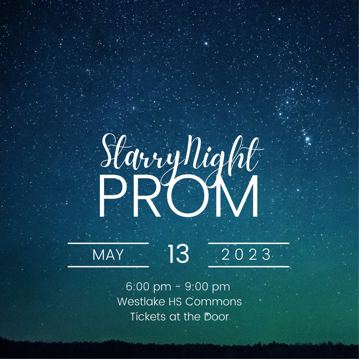 WHSChaps's tweet photo. Juniors & Seniors are invited to attend a Starry Night Prom in the WHS Commons on Saturday, May 13. Tickets will be sold at the door at 6pm. Thanks to Westlake Student Council for hosting the event. #gochaps #prompics #makememories https://t.co/VqnxOIFELu