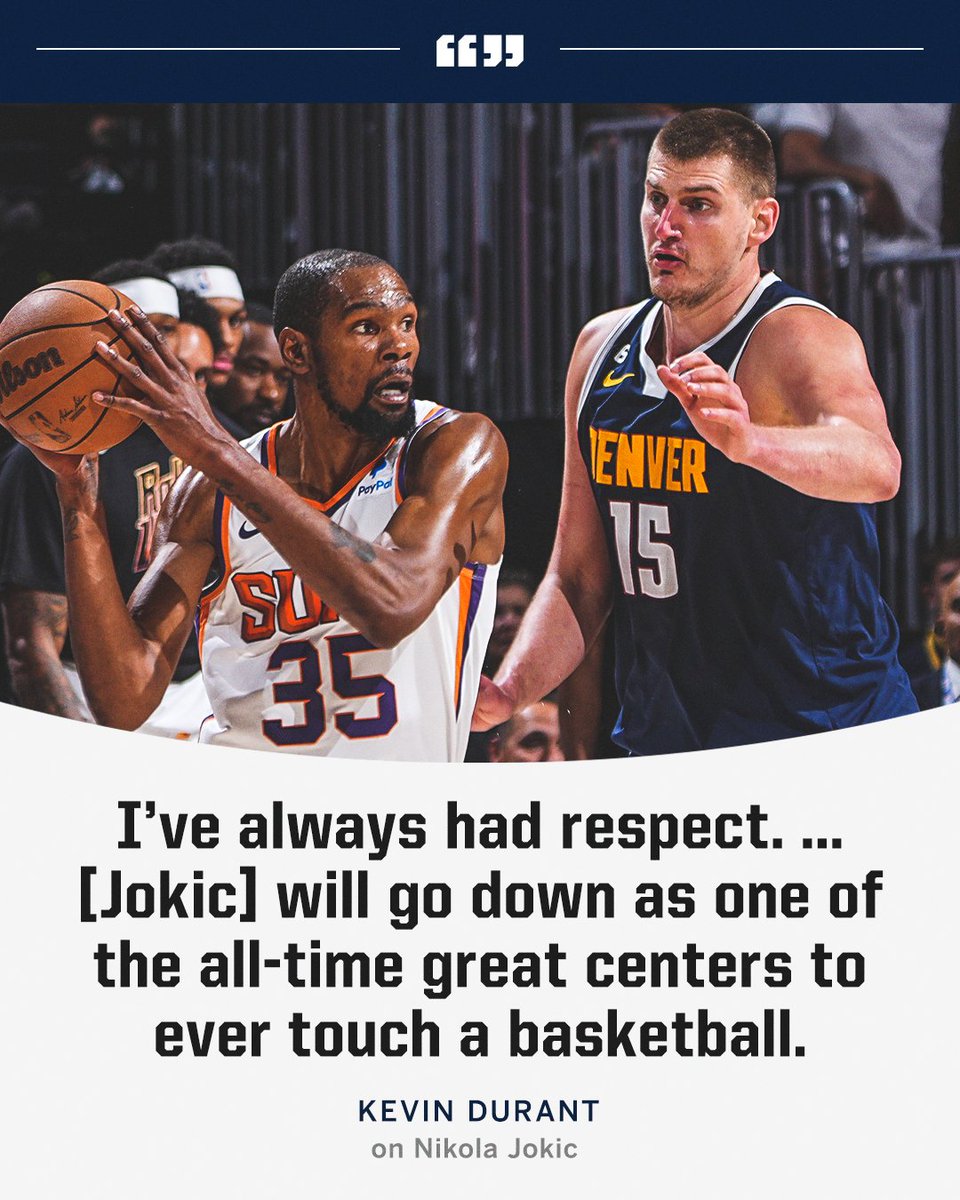 SportsCenter's tweet photo. KD gave praise to Jokic 🤝 https://t.co/6s4Ievm7M2
