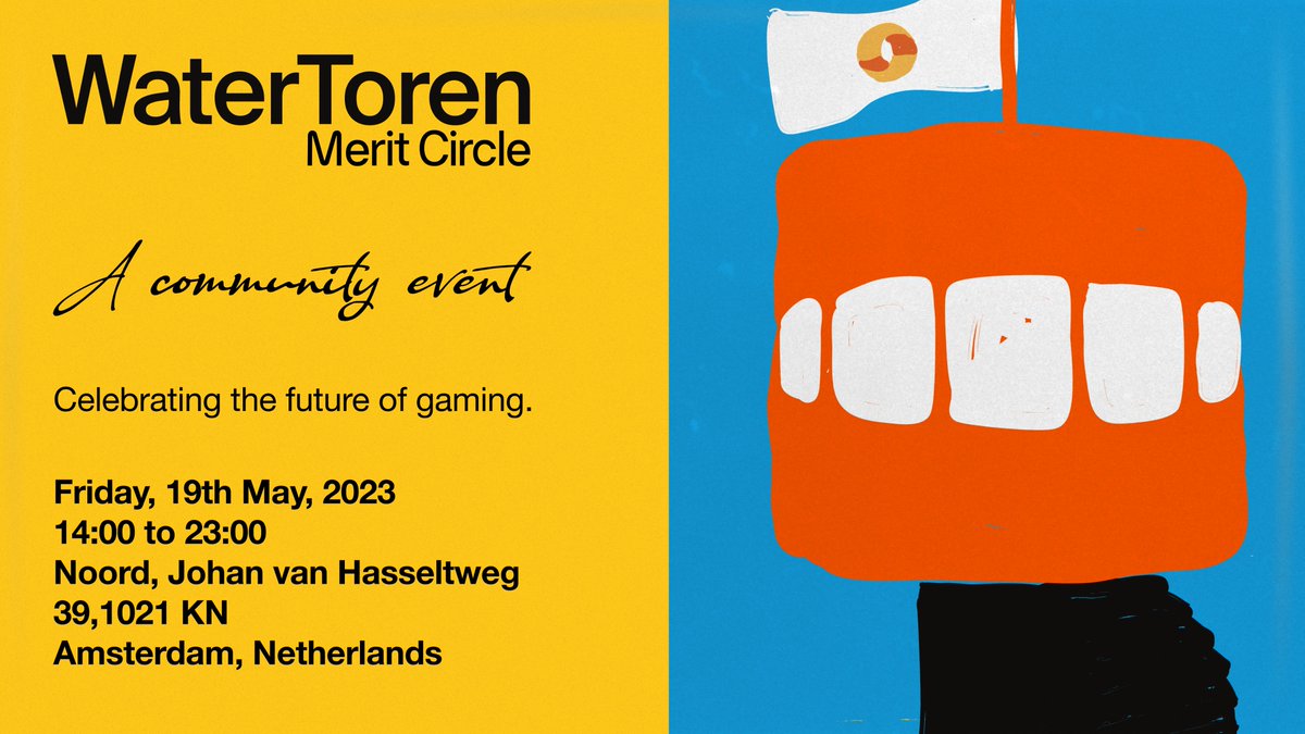 FINAL INFO - #MCWaterTower23

The annual @MeritCircle_IO community event is happening next week!

📅 19th of May 14:00-23:00
📍Amsterdam, HoogtIJ

We’d love to have you join us for games, competitions, BBQ, networking, and MC presentations!

RSVP &amp; MORE INFO BELOW ⬇️