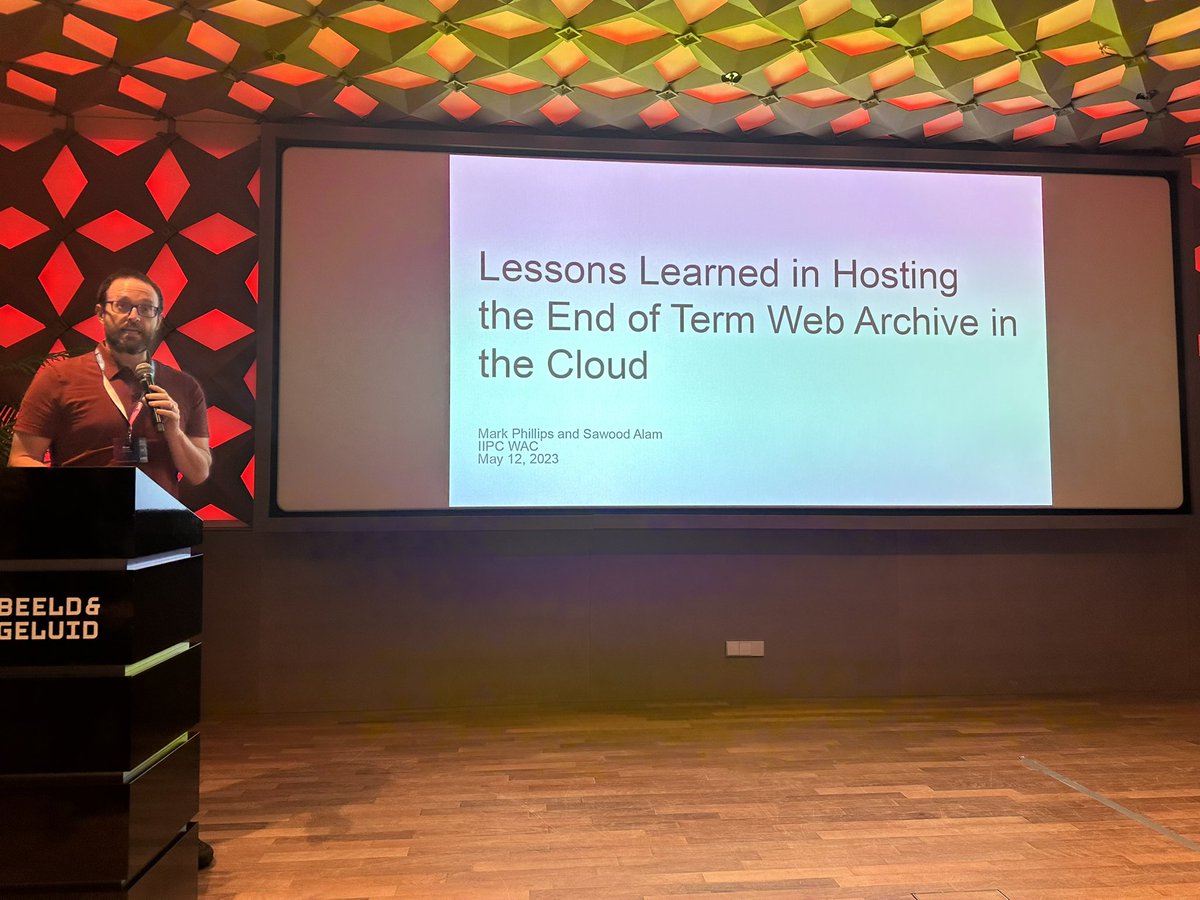 EmilyEscamilla_'s tweet photo. To wrap up the session, @vphill from @UNT_Libraries presented their work with @ibnesayeed from @internetarchive and the @eotarchive 

They recently moved the dataset to AWS3 to allow for greater access to the EOT datasets for reuse and research 

#iipcWAC23 https://t.co/wqesUJ46Dr