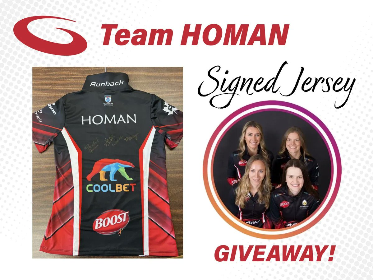 🎉 GIVEAWAY ALERT! 🥌🏆 

Win a signed <a href="/TeamHoman/">Team Homan 🥌</a> curling shirt! Follow us &amp; Team Homan’s page, like, and tag a friend to enter. Contest ends in one week! #ContestAlert #TeamHoman #CurlingGiveaway