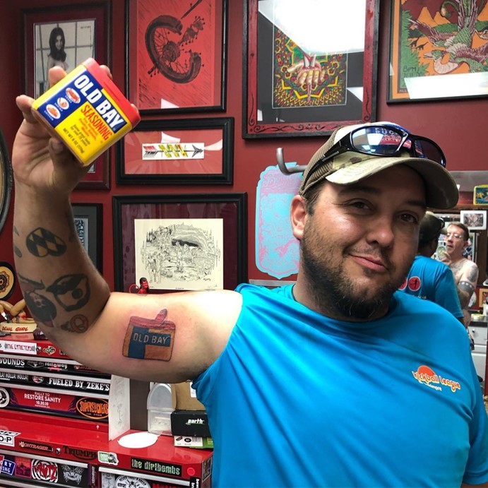 FOXBaltimore's tweet photo. To celebrate Preakness Week, Old Bay is offering its fans a chance to make their love permanent with aN Old Bay tattoo on May 16. This year's tattoo designs will be released to the public on Monday. To get an idea, below are some of Old Bay 2019’s tattoos

https://t.co/Z2umzAQkwB https://t.co/vwB9CKzShe