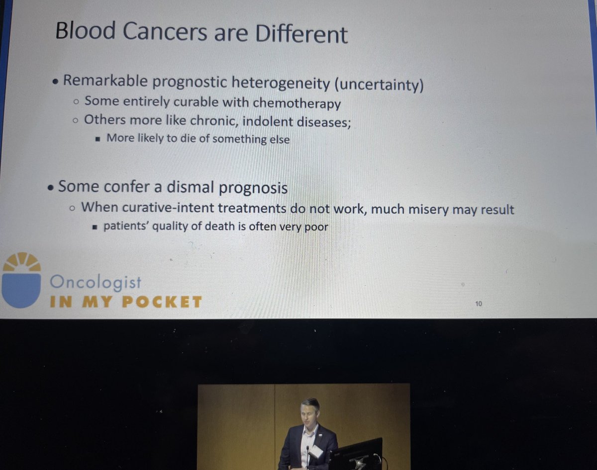 OncinmyPocket's tweet photo. ⁦@tomleblancMD⁩ outlining the unique #palonc challenges in the setting of blood cancers for our #hapc audience https://t.co/v6cYuiEJWn