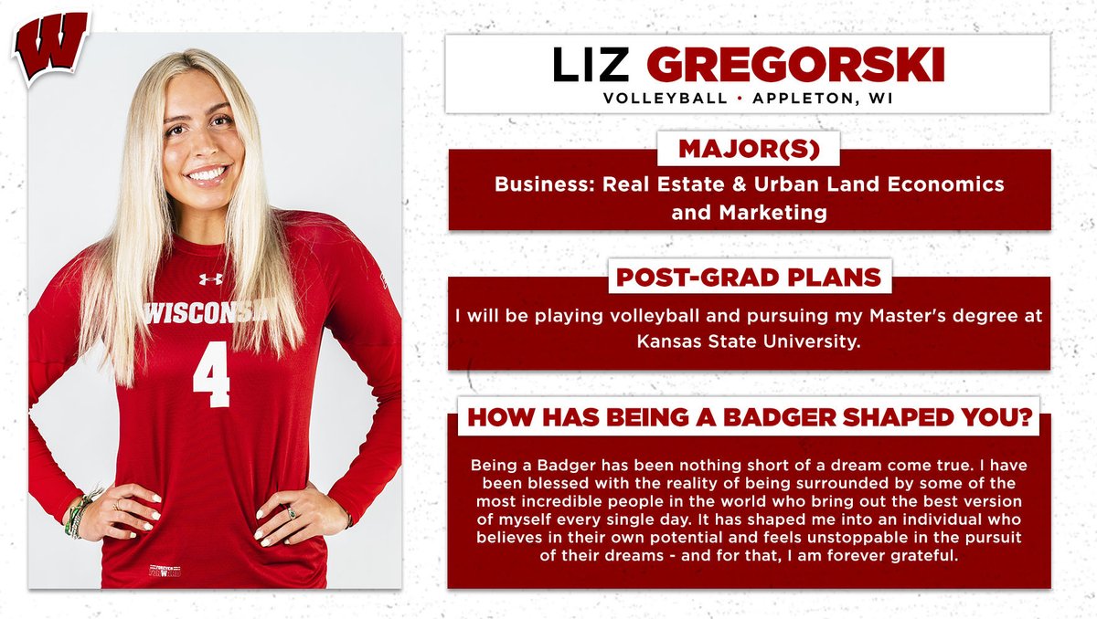 BadgerVB's tweet photo. Happy #UWGrad weekend!!

Congrats on earning your Business degree, @LizGregorski! Wishing you the absolute best! Once a Badger, always a Badger! https://t.co/hPqQeywxWH