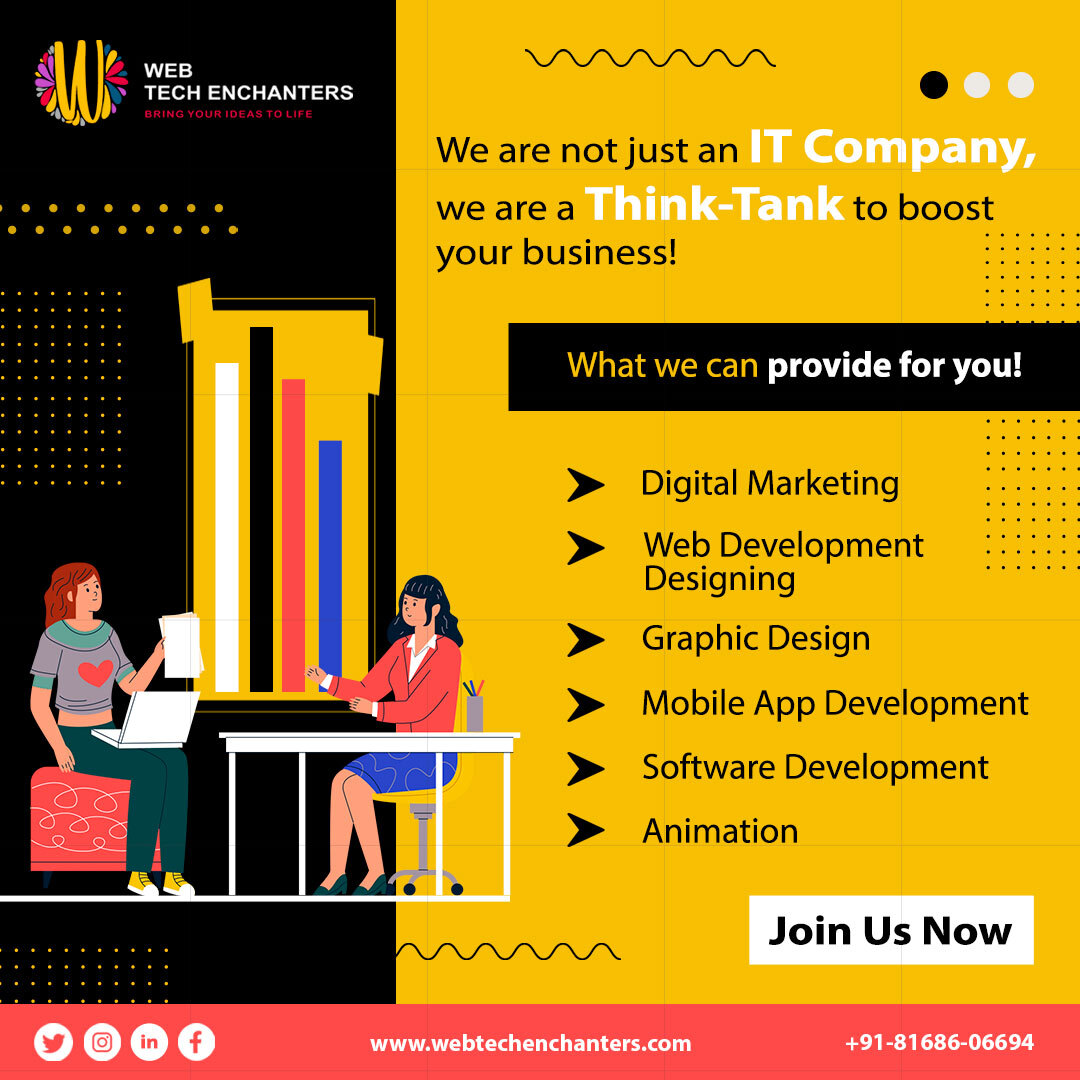 WebTech04's tweet image. Contact think-tank (WebTech Enchanters) to grow your business Digitally...
#webtechenchanters #webtech
#services #business #marketing #service #webdesign #webdevelopment #animation #appdevelopment #digitalmarketing #technology #products #india #design #smallbusiness #branding