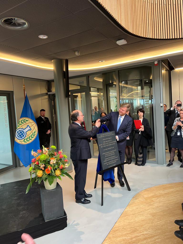 IndinNederlands's tweet image. Amb @reenat_sandhu and Chairman NACW, Mukhmeet S Bhatia attended the inauguration of the #ChemTech Centre of the @OPCW by HM King Willem-Alexander @MEAIndia
