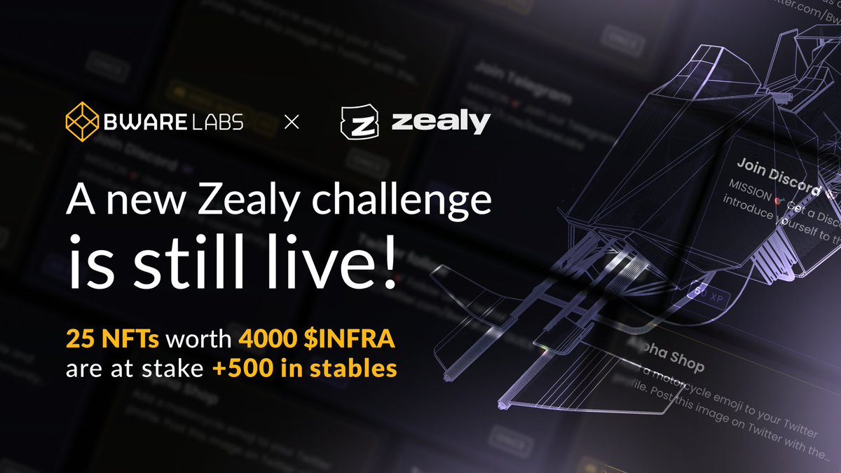 AlchemyVLDT's tweet photo. GM Gang!   

Are you missing our latest Zealy competition? 🏁 ⬇️  Join the race for 4000 $INFRA tokens! 🔥

https://t.co/aXtg35Bset 

More details? ⏬ https://t.co/JMiGorx2ut