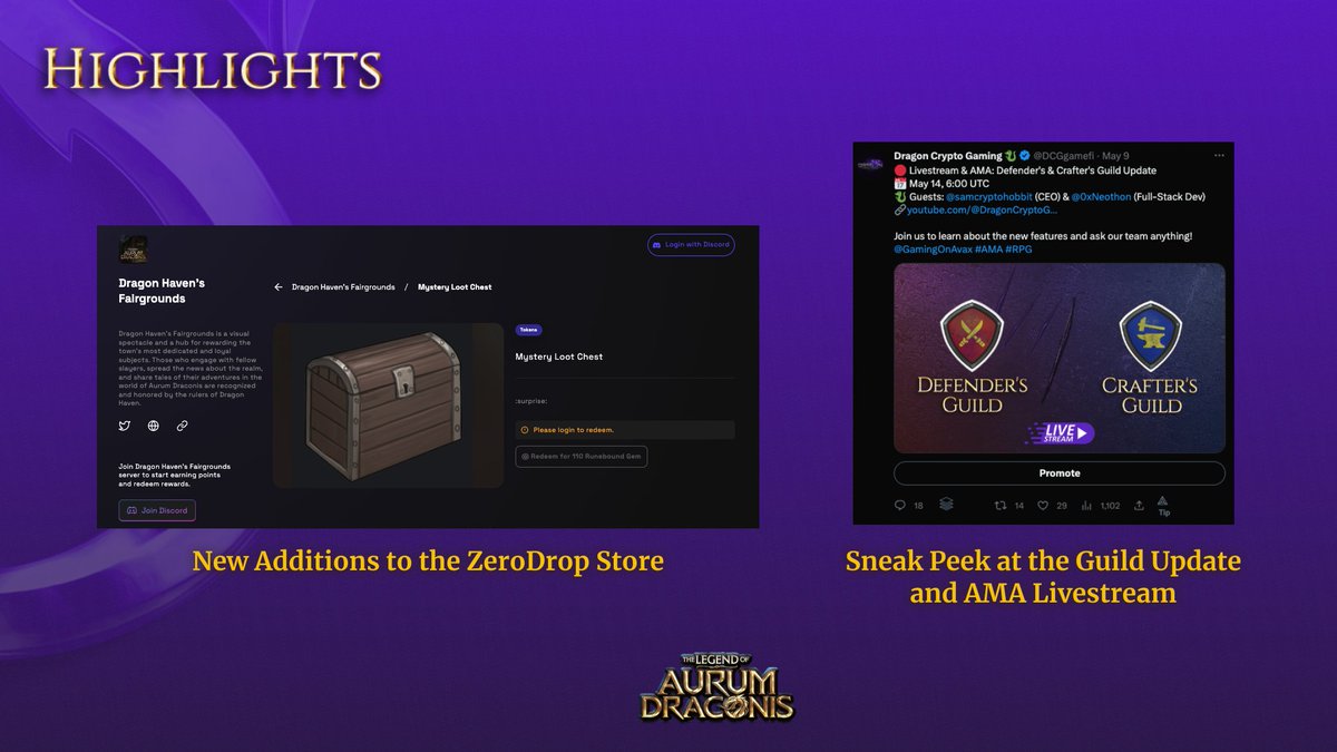 🐉 #AurumDraconis Week 6 Overview

Greetings, Slayers! 

We are thrilled to bring you the latest weekly overview of our gaming ecosystem. It's been another action-packed week, and we've been working hard to provide you with a comprehensive round-up of all the key developments and