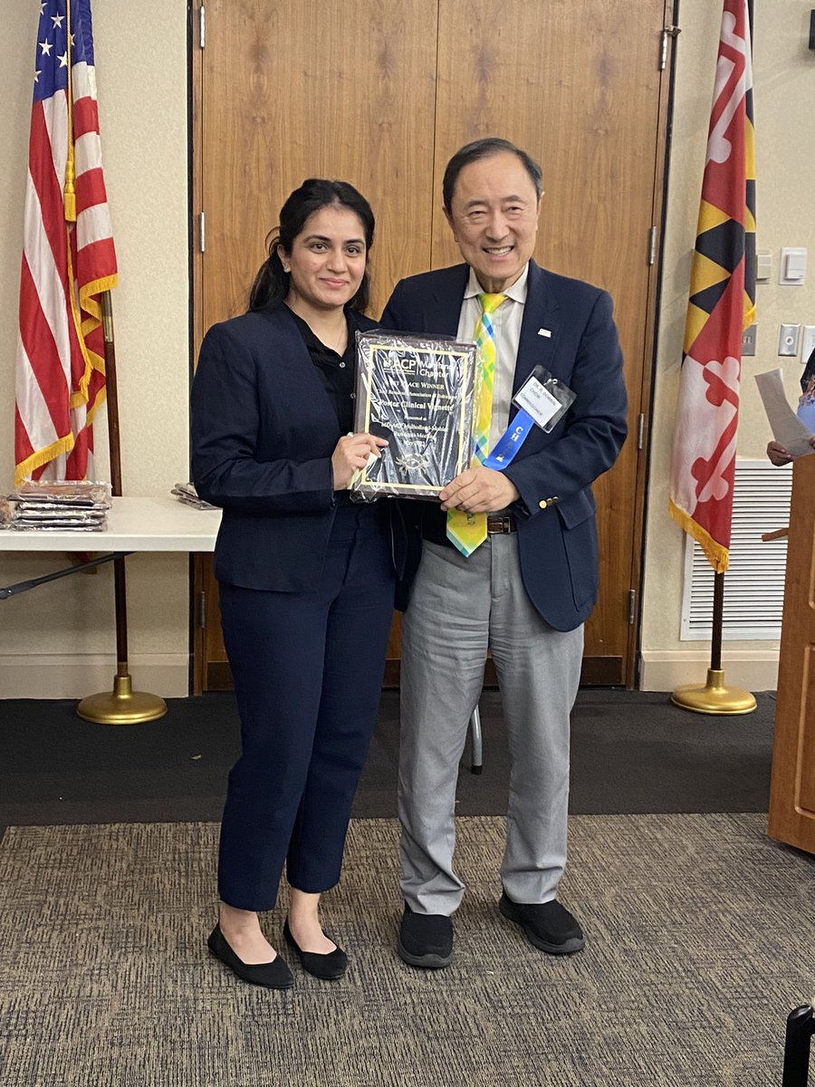 Congrats to Dr. Zarah Haleem for her first place win in the Chief Resident Poster competition at MD ACP! @SinaiBmoreIMRes @SinaiChiefs @rav7ks @AshaThomas10