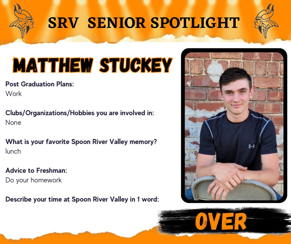 MsJohnson2021's tweet photo. Today’s SRV Senior Spotlight is… Matthew Stuckey!! #ClassOf2023 #4teamvalley https://t.co/CPFwM8tTc4