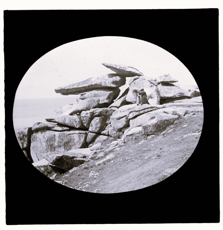 morrablibrary's tweet photo. A lovely lantern slide of #PulpitRock on St Mary’s, Isles of Scilly. Our notes suggest the two women in the picture could possibly be photographers setting up a tripod.Browse our collection of digitised #lanternslides on the Photo Archive website. #PhotoFriday #ExploreYourArchive https://t.co/XvUisb9f7w