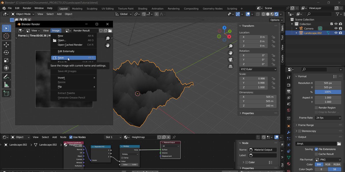 _GameDevGary_'s tweet photo. @GIMP_Official Some shots from the tutorial! #gamedev #tutorial #heightmaps #Blender3d #UnrealEngine5 https://t.co/g4THhiUlaI