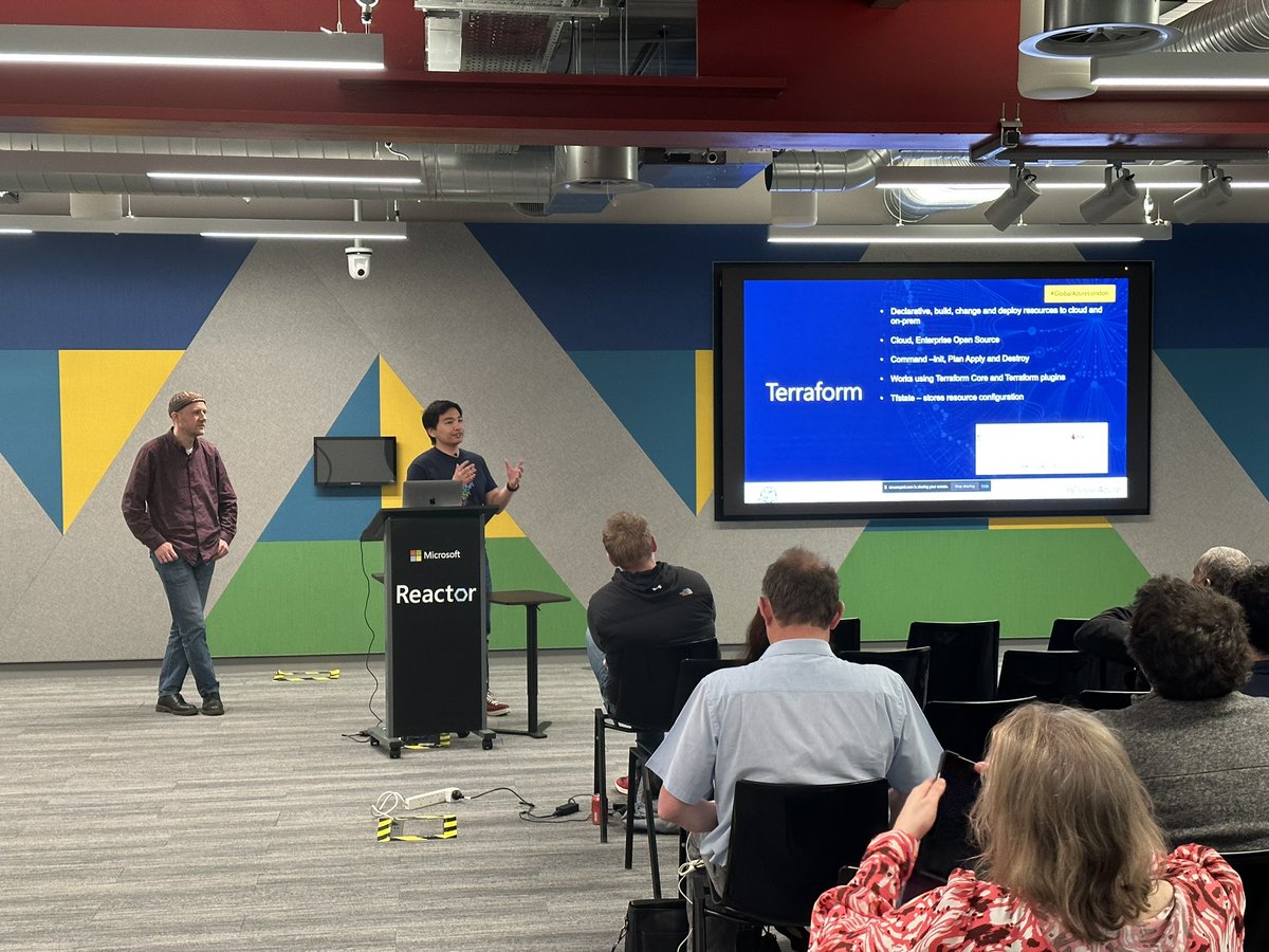 m3rtyeter's tweet photo. @GlobalAzure London is continuing the day with @nick_cloudops and @MarkXA talking about #InfrastructureAsCode with #Terraform and @BicepLang
#GlobalAzure #GlobalAzureLondon https://t.co/9yHtAF0efw