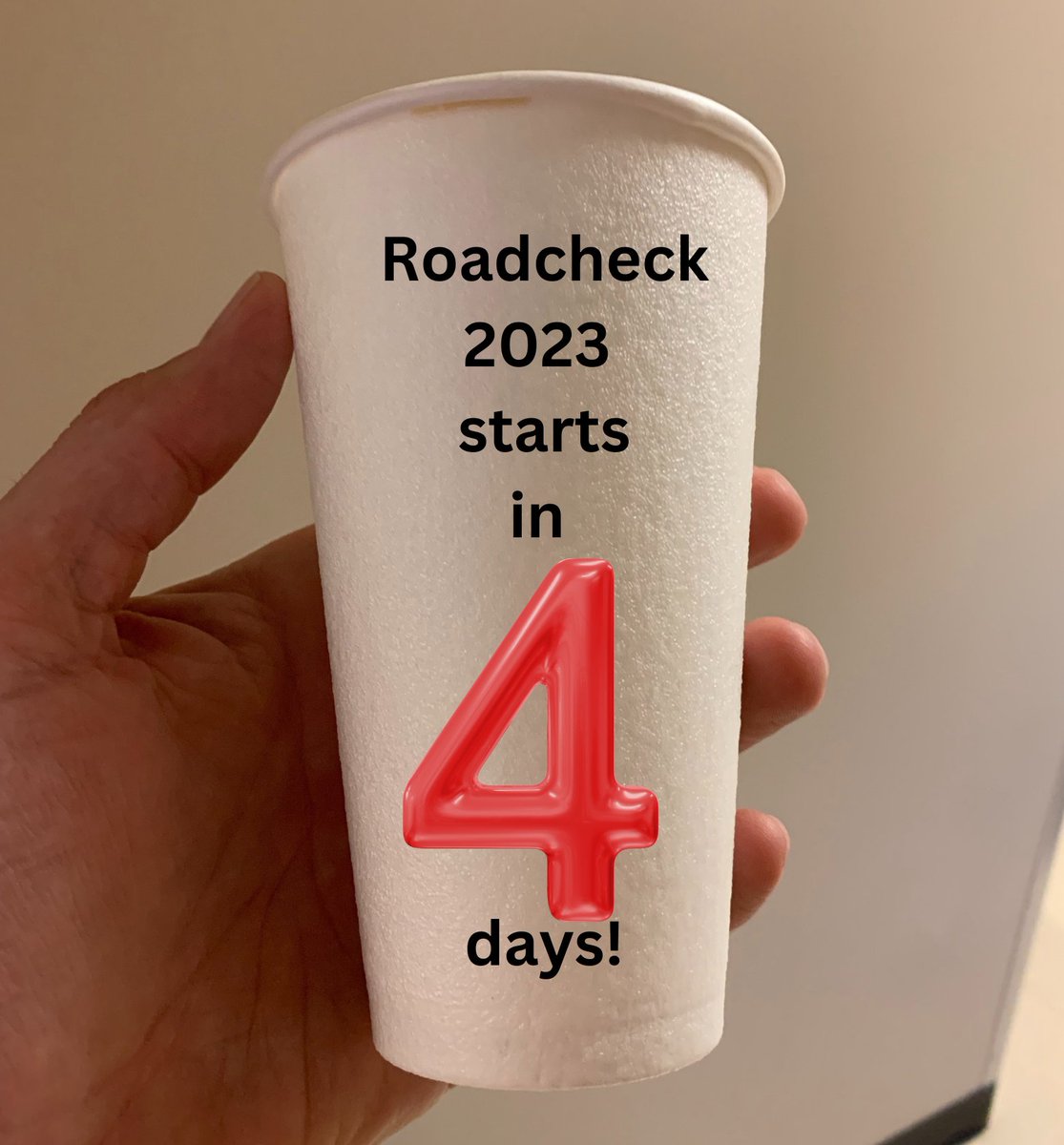 Countdown to #Roadcheck23  It will be here before you know it.  Thought I would share my coffee cup to remind everyone.

#Roadcheck #Roadcheck2023 #CVSA ##RoadsideInspections #CMVSafety #SafeLeadership