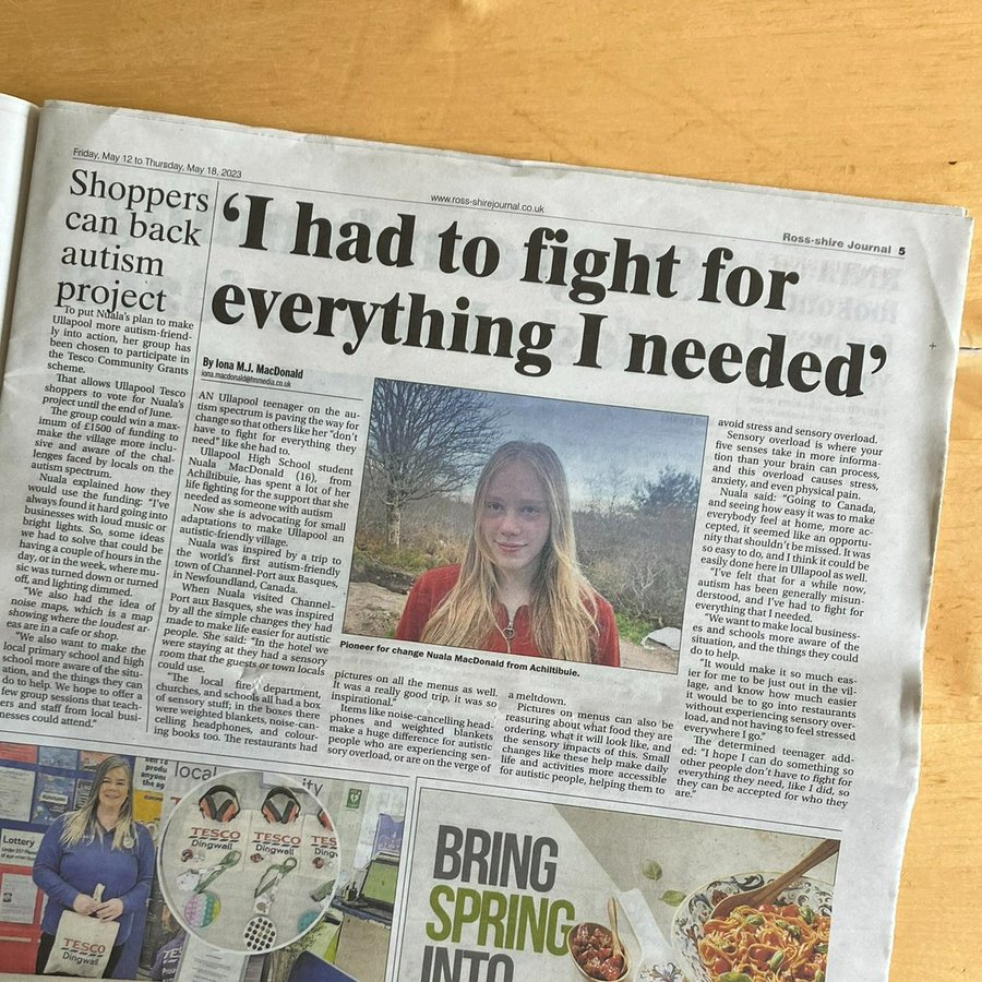 📍Ullapool teenager Nuala MacDonald (16), has spent lot of her life fighting for the support she needs as someone on the autism spectrum.  

She's now paving the way to make Ullapool more autism-friendly, so that others “don’t have to fight for everything they need” like she did.