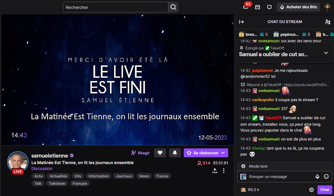 camelikk's tweet photo. ça arrive à tout le monde d'oublier de cut son stream Twitch. Même à @SamuelEtienne 😁
(ne regardez pas le nombre de pts de chaine, j'économise pour suggérer le raid chez @ClemNewter depuis plus d'un an !) https://t.co/rb2sMXUkFz