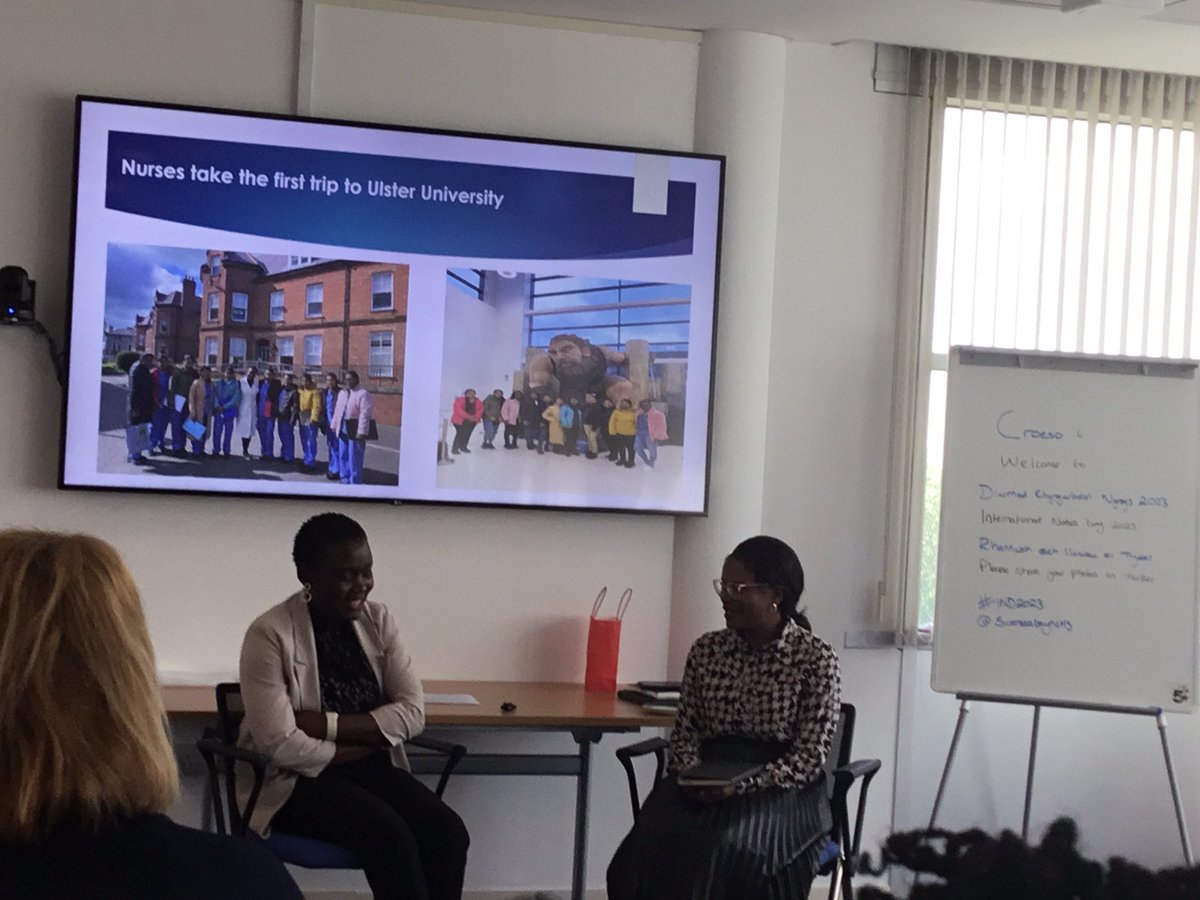 Susan & Imelda sharing stories about their #NursingJourney & their experience coming to @SwanseabayNHS from #Zimbabwe #DiwrnodRhyngwladolNyrsys #InternationalNursesDay @SwanseabayNHS #IND2023