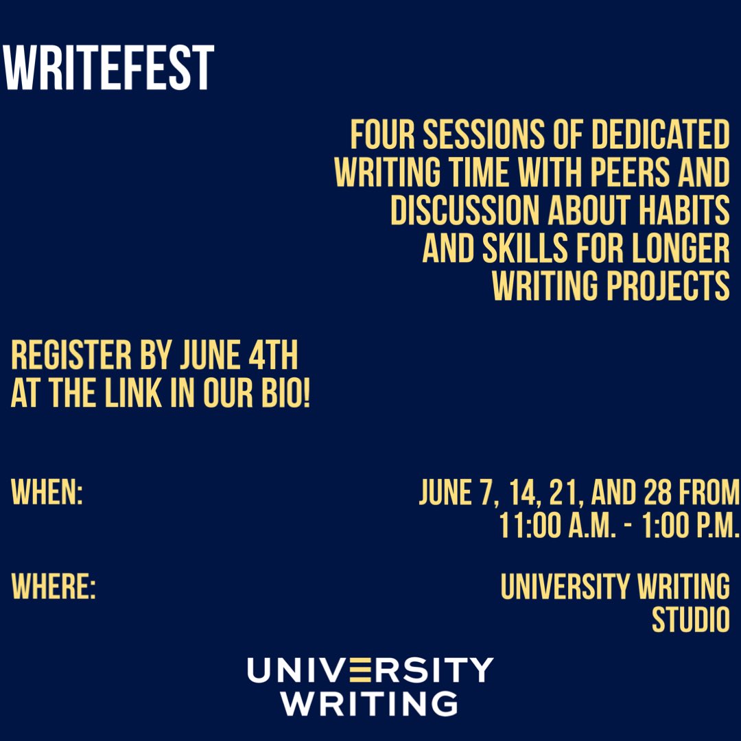 UnivWritingAU's tweet photo. Are you a graduate student with a longer writing project? Join us this summer for WriteFest to work alongside peers and develop writing skills and habits for success. Register at the link in our bio! #UniversityWriting #AuburnUniversity #MillerWritingCenter #Auburn #WritingAtAU https://t.co/UDISmFmMOo