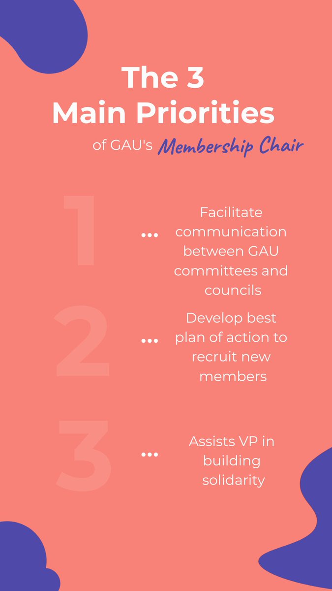 Our Membership Chair is up today!

This role is perfect for someone who loves making connections and being at the forefront of a group. 

If you are interested in the position, please let us know!