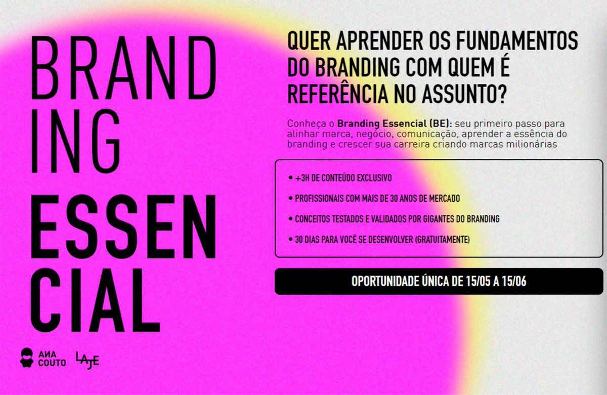 rpiadesign's tweet photo. A agência Ana Couto está fazendo 30 anos e em comemoração está liberando pela primeira vez um curso online e 100% gratuito sobre branding. Vale muito a pena.

https://t.co/sDC39gVpRz https://t.co/YEAXbKOmk6
