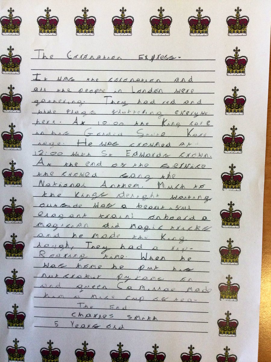 To celebrate the King’s Coronation our very own Charles in Kay class wrote a fantastic story named ‘The Coronation Express.’ We we’re so proud that we have sent this off to King Charles. 👑🇬🇧🌟📚✏️ #Coronation2023 #KingCharlesIII