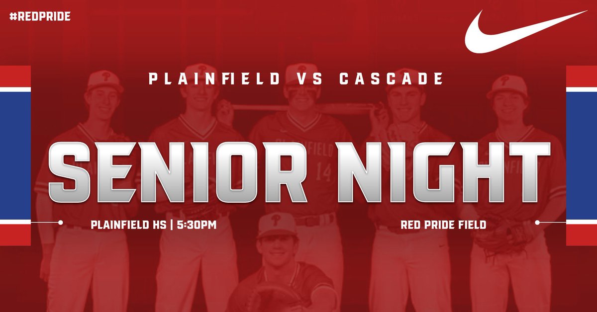GAMEDAY‼️Senior Night

🆚 #9 Cascade Cadets
📍Plainfield HS
🏟️Red Pride Field
⏰5:30pm
🌤️75°

#RedPride