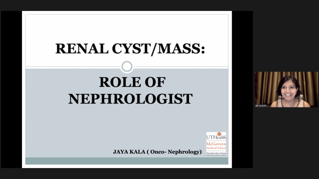 Terrific talk this morning by <a href="/JayaKala11/">Jaya Kala</a> from <a href="/UTKidney/">UTHealth Houston Kidney</a> on evaluation of renal cysts and masses.  Thank you Dr. Kala!
