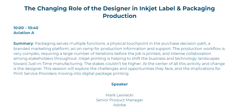 graphicscanada's tweet photo. First session part of the Digital Packaging Symposium, Changing Role of the Designer with Mark Lewiecki, 10 AM https://t.co/vQxO6BR0Vk #graphicscanada https://t.co/247ahnhSiC