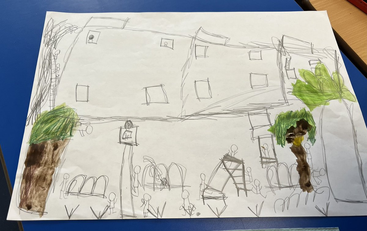 e1_stgeorge's tweet photo. We have been learning about L.S. Lowry. We drew a scene from our visit to the Olympic Park. We added our paint today. A super chilled Friday afternoon. 💚 @StAnnesgaCPS @e1_stgeorges https://t.co/fV0mfz7Grv