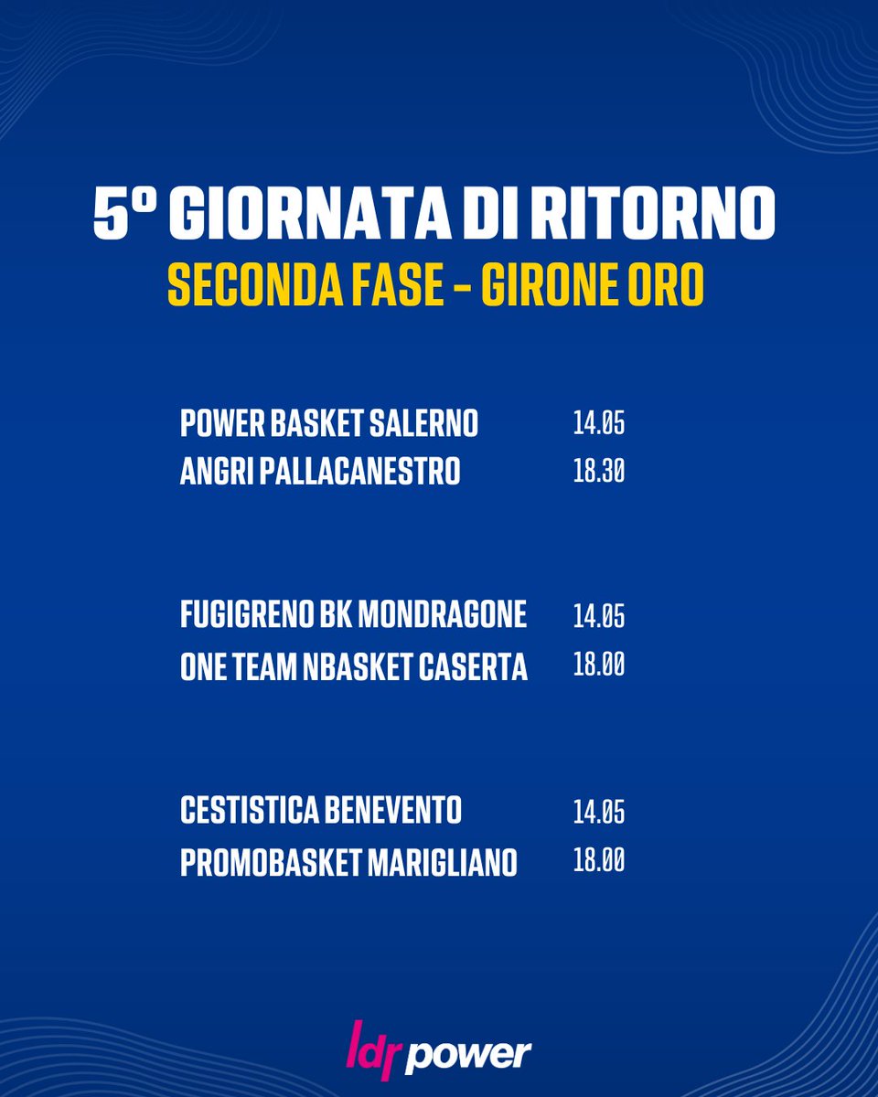 PowerBasketSa's tweet photo. 📆 5° GIORNATA DI RITORNO - GIRONE ORO.

Power Basket Salerno 🆚 Angri Pallacanestro
🗓 Domenica 14 maggio ore 18:00
🏟 PalaSilvestri, Viale Antonio de Biase (SA)
🔴 Live streaming

🏀 #PowerIsHere #PowerTeam #PowerForPower https://t.co/xfaXS9jJxO