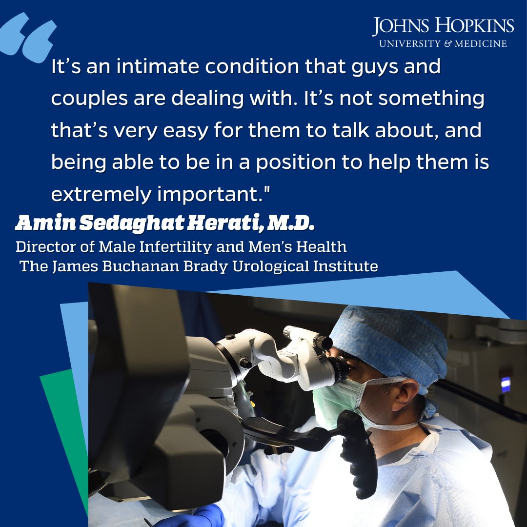 Johns Hopkins Giving (@hopkinsgiving) on Twitter photo As the director of Male Infertility and Men’s Health and assistant professor of Urology at <a href="/brady_urology/">The Johns Hopkins Brady Urological Institute</a>, <a href="/aherati/">Amin Herati</a> focuses on every aspect of men’s reproductive health, including male infertility. #FacultyFriday
giving.jhu.edu/story/amin-her… As the director of Male Infertility and Men’s Health and assistant professor of Urology at <a href="/brady_urology/">The Johns Hopkins Brady Urological Institute</a>, <a href="/aherati/">Amin Herati</a> focuses on every aspect of men’s reproductive health, including male infertility. #FacultyFriday
giving.jhu.edu/story/amin-her…