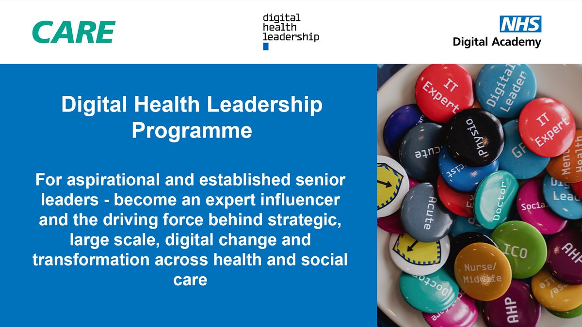 Applications close this Sunday 14 May, 23:59, for Cohort 6 of the Digital Health Leadership Programme ❗ 

Don't miss out on the opportunity to lead transformational change across the system.

Find out more and apply now 👉 orlo.uk/2yHzD