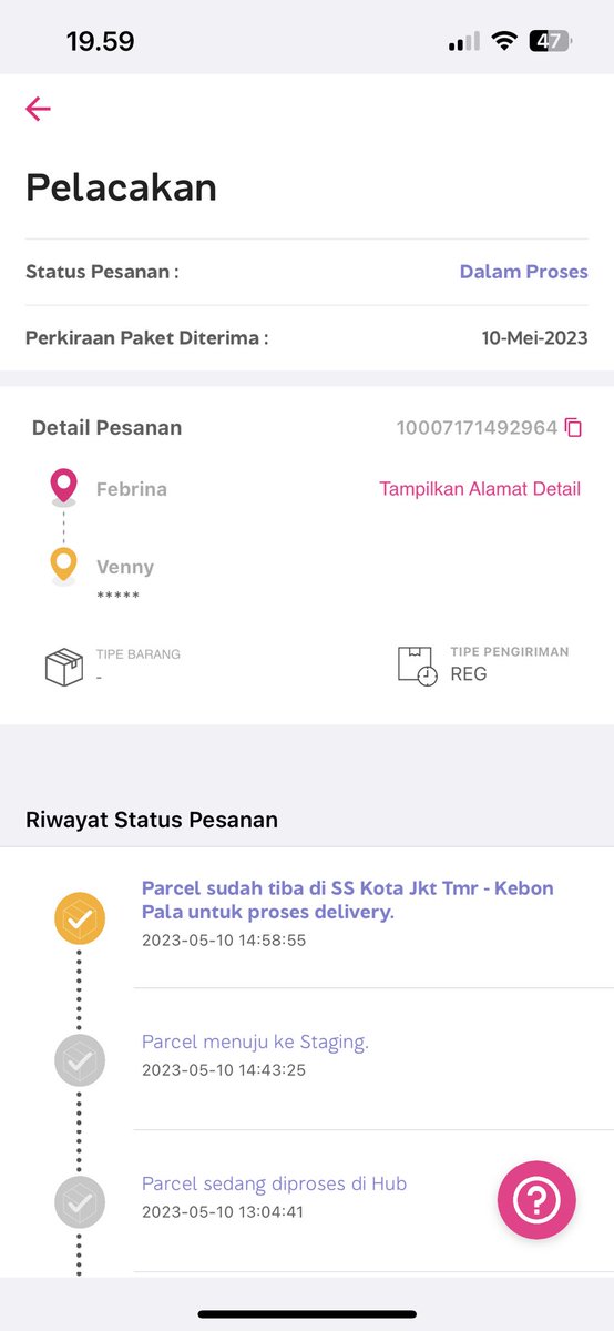ebimanalu's tweet photo. @anteraja_id paket saya belum sampe2 sampe customer ini gimanaa deh??? Dari senin pengirimannyaa https://t.co/ZiQs14pHuA